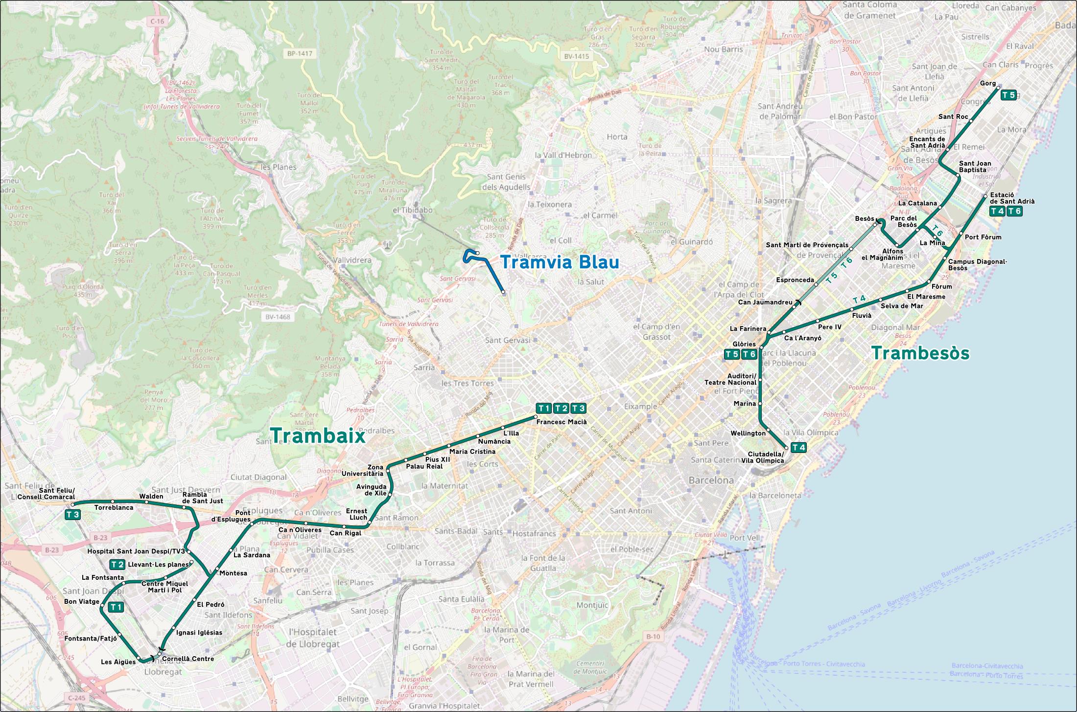 Карта электричек барселоны