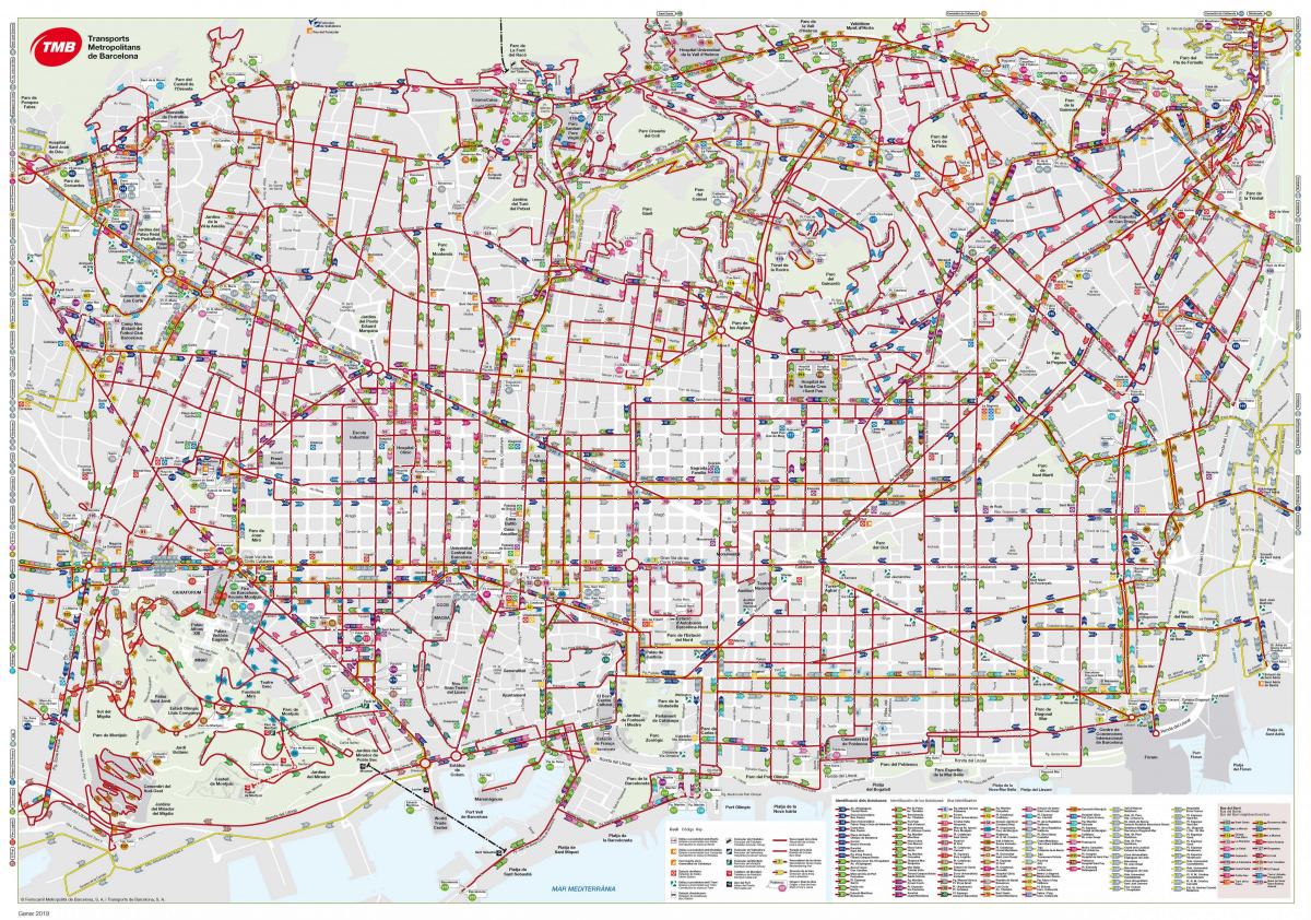 Схема автобусов в барселоне