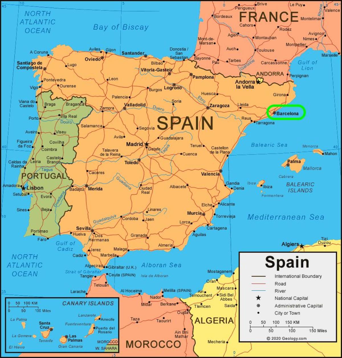 карта Испании и Барселоны