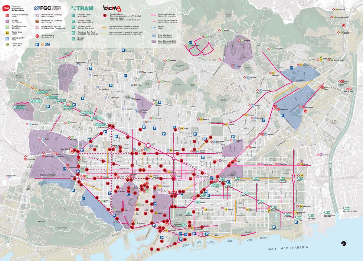 карта велосипед Барселона 