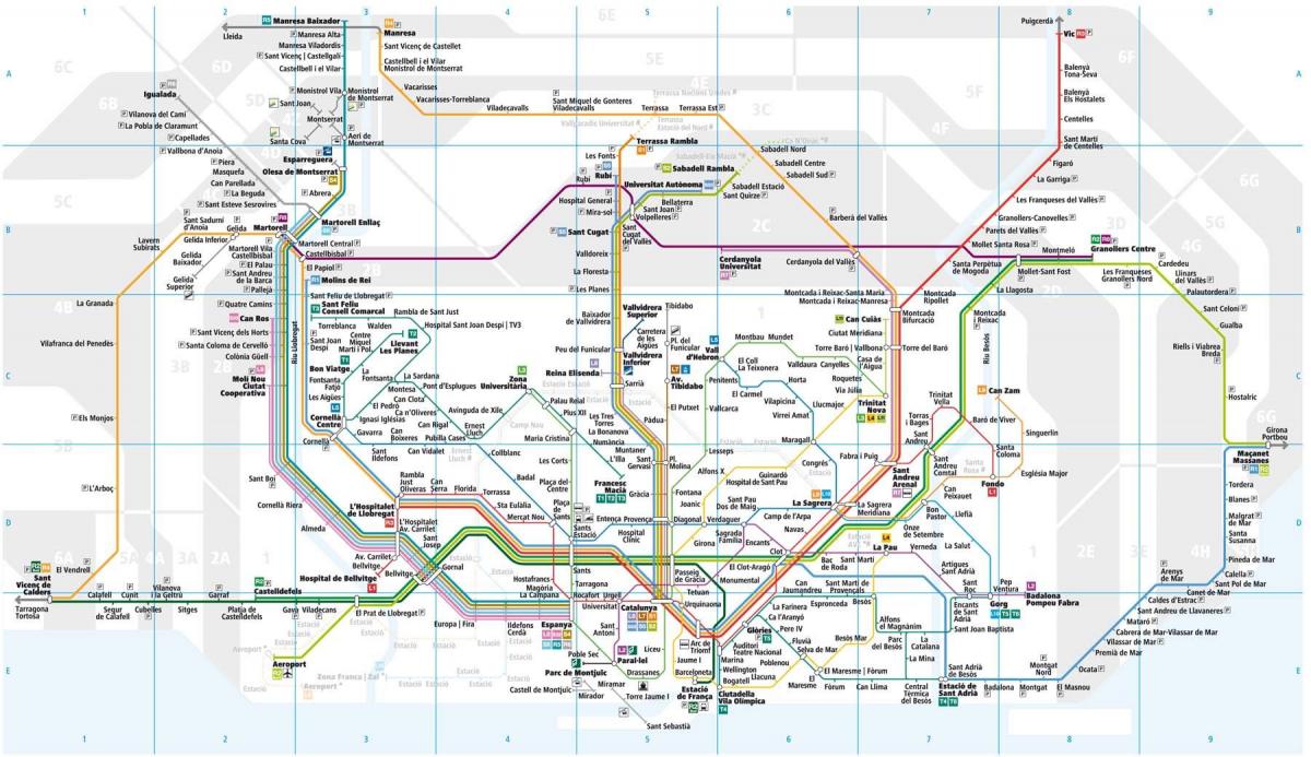 Барселона пригородной железнодорожной карте