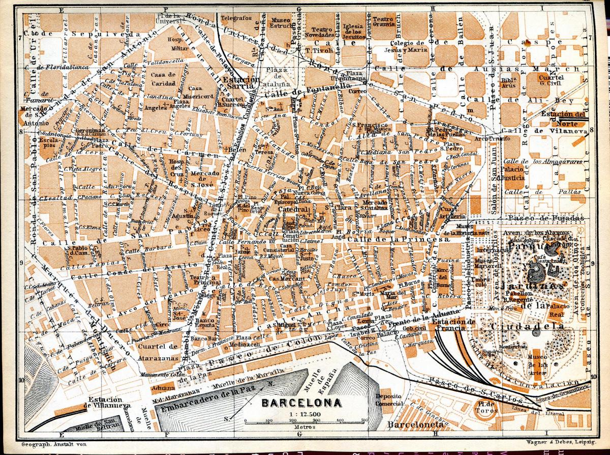 старая карта Барселоны