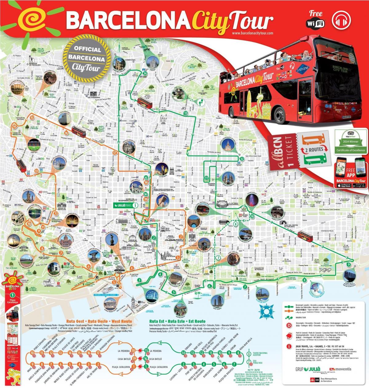 красный автобусный тур по Барселоне карте