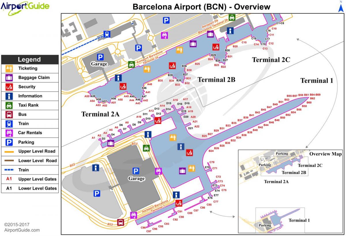 аэропорт Барселоны на карте