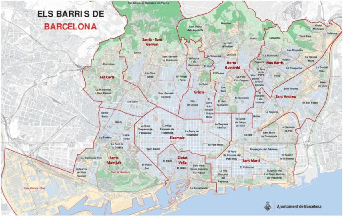 карта районов в Барселоне