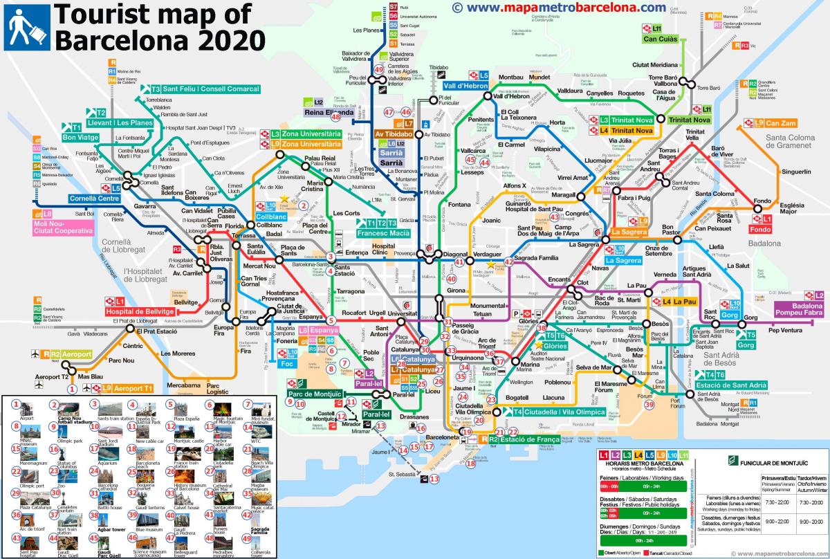 метро Барселона карта достопримечательностей