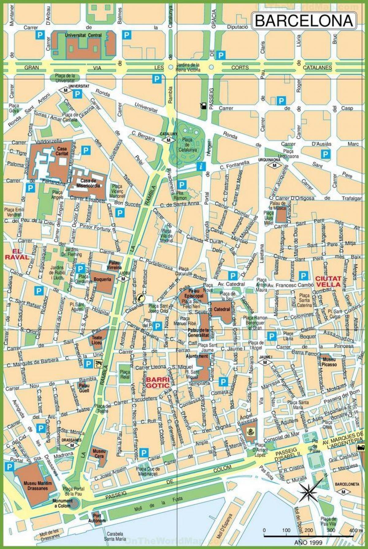 карта центра города Барселона 