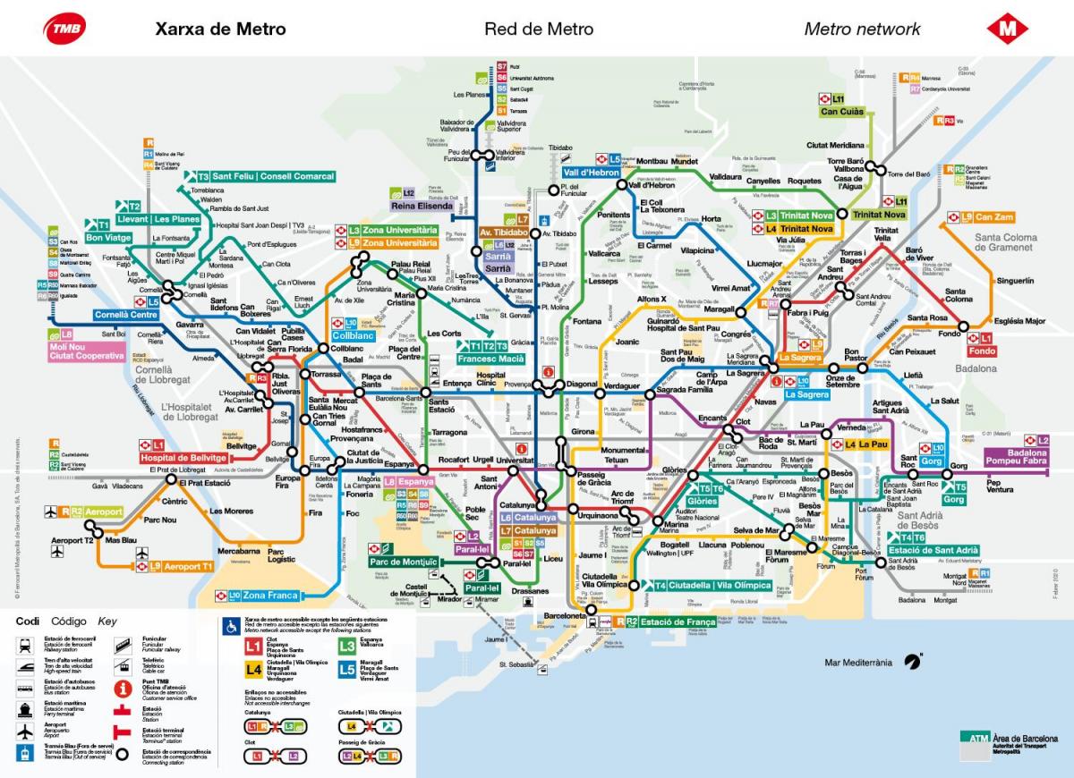 линия метро Барселоны карта