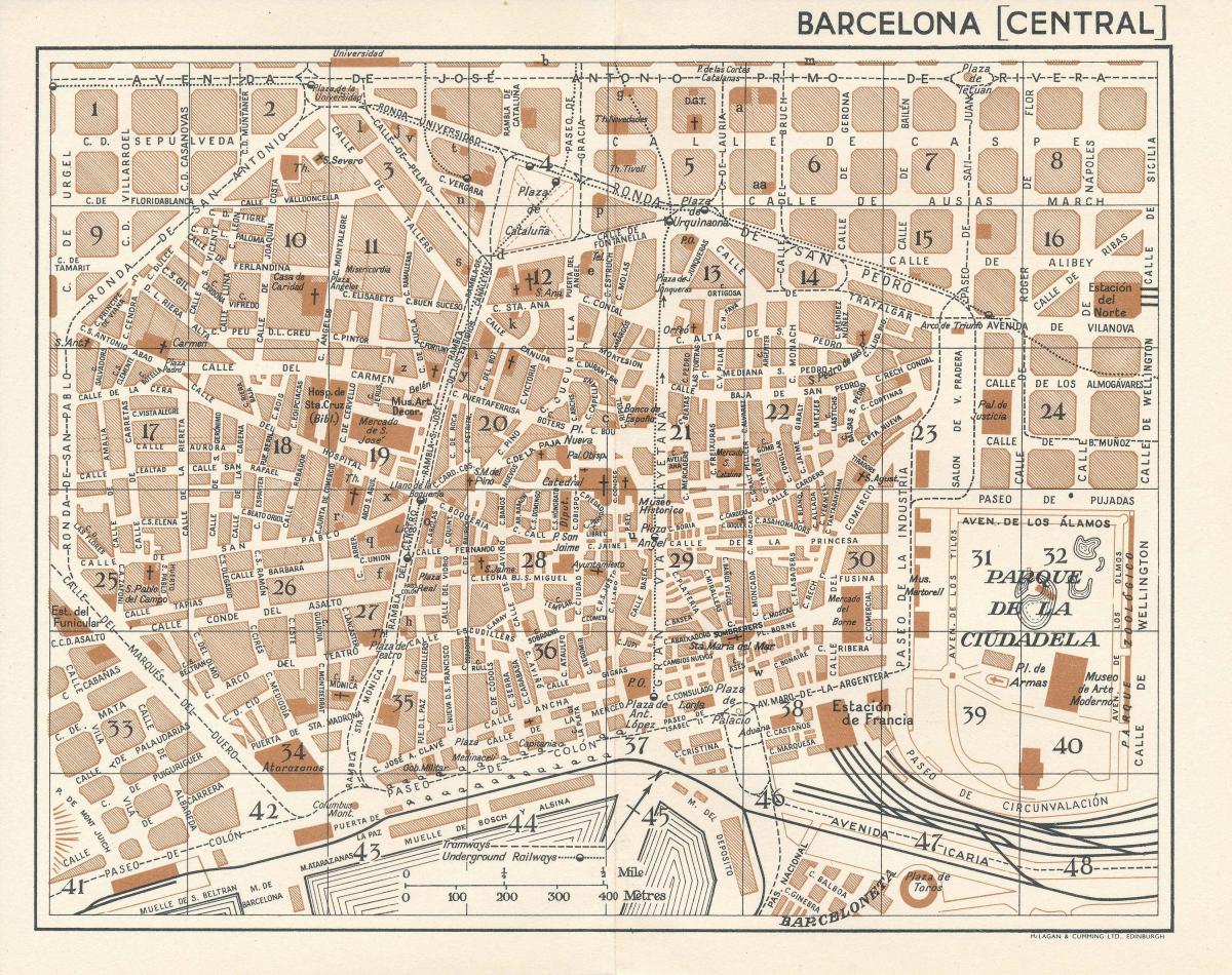 карта старинные Барселона