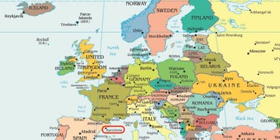 Карта Испании показывает Барселона