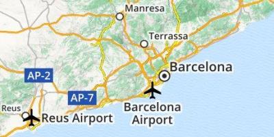 Расположение аэропорта карте Барселоны